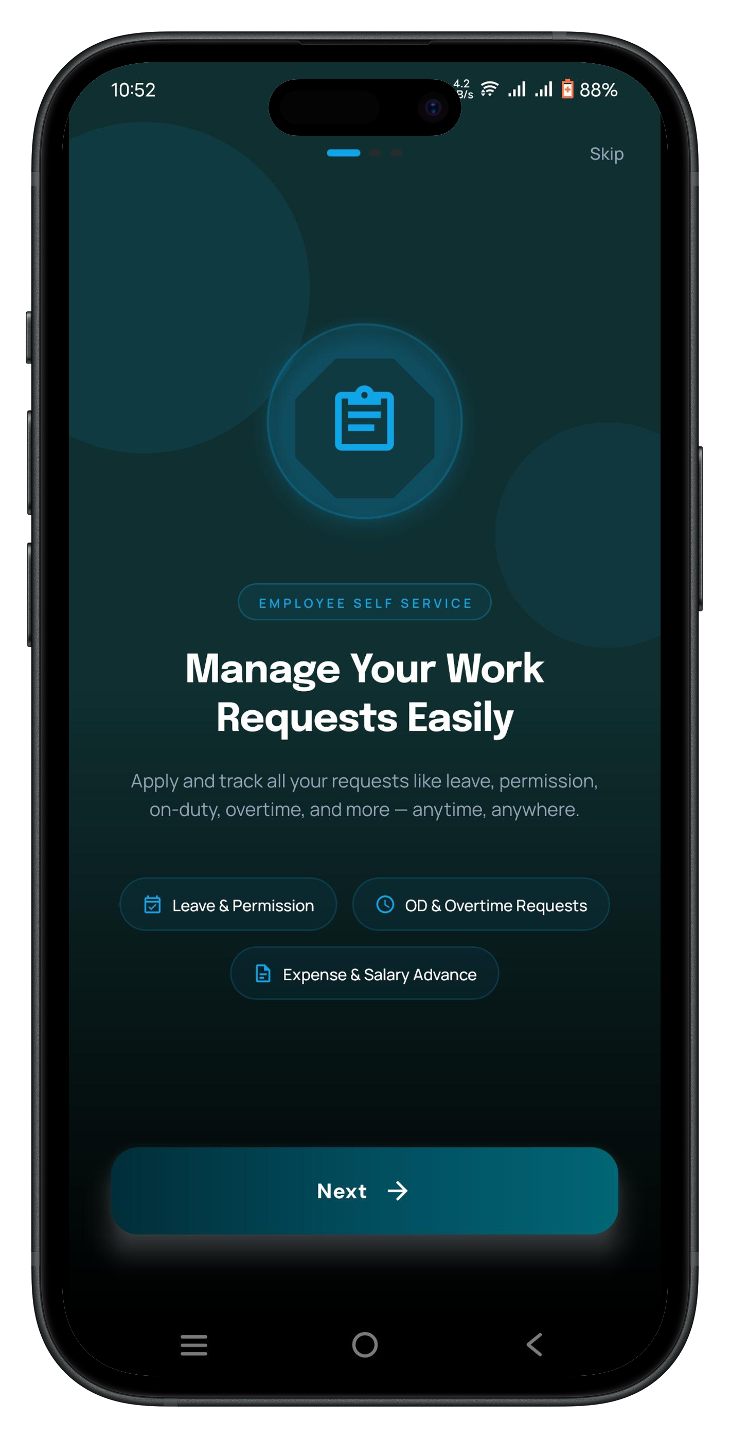 Beyondex mobile app service screen mockup