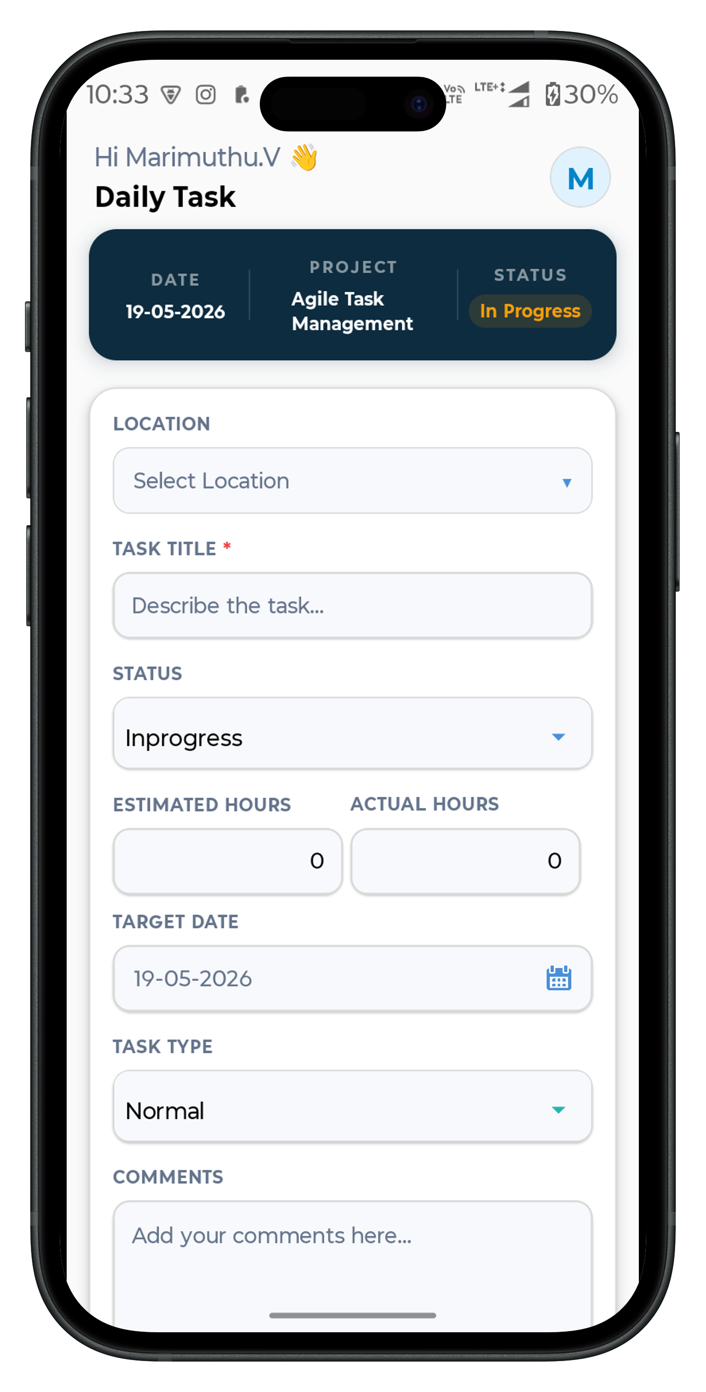 Team Activities App mobile app mockup