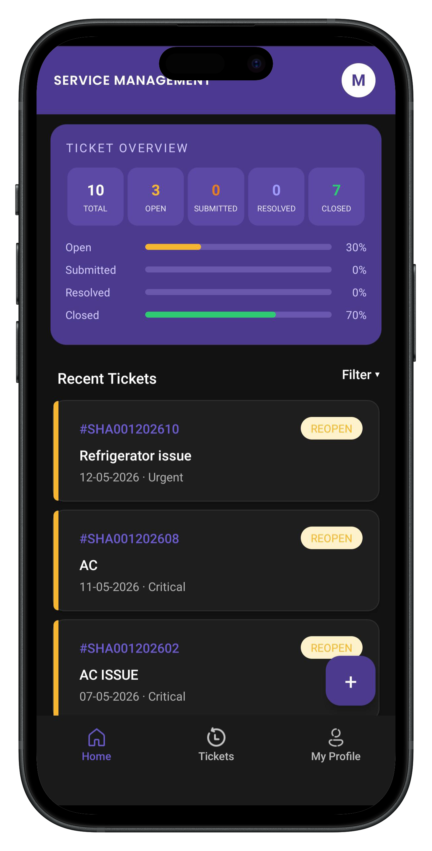 Ticket Service App mobile app mockup